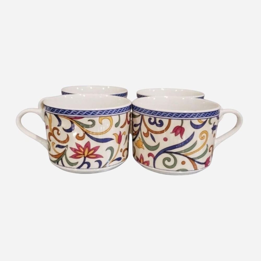 90s whimsigoth boho floral mugs set of 4
